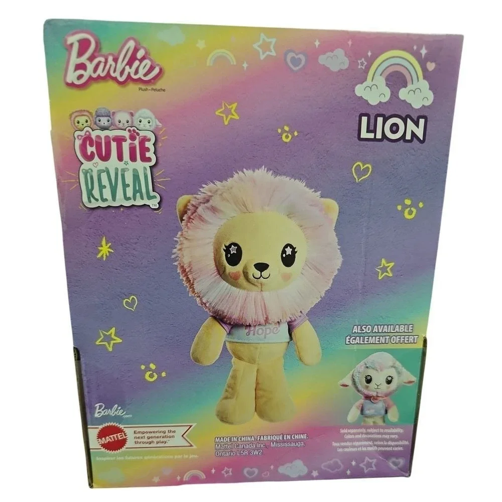 Barbie Cutie Reveal Lion Plush‎ Toy - Pink Mane Hope T-Shirt Stuffed Animal 3+